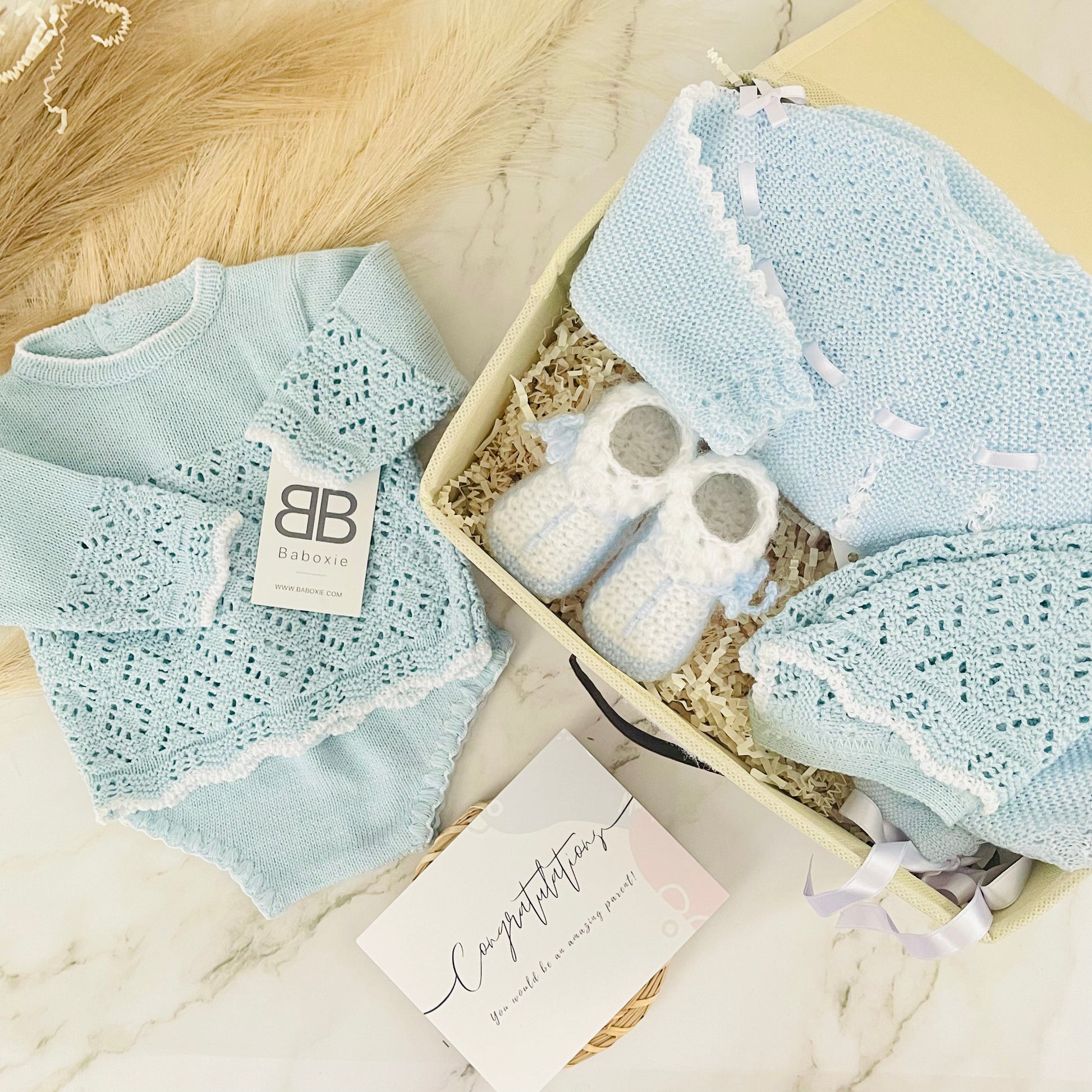 Sky Blue | Baby Boy Knitted Set Luxury Box Luxury box 2 set Baboxie 