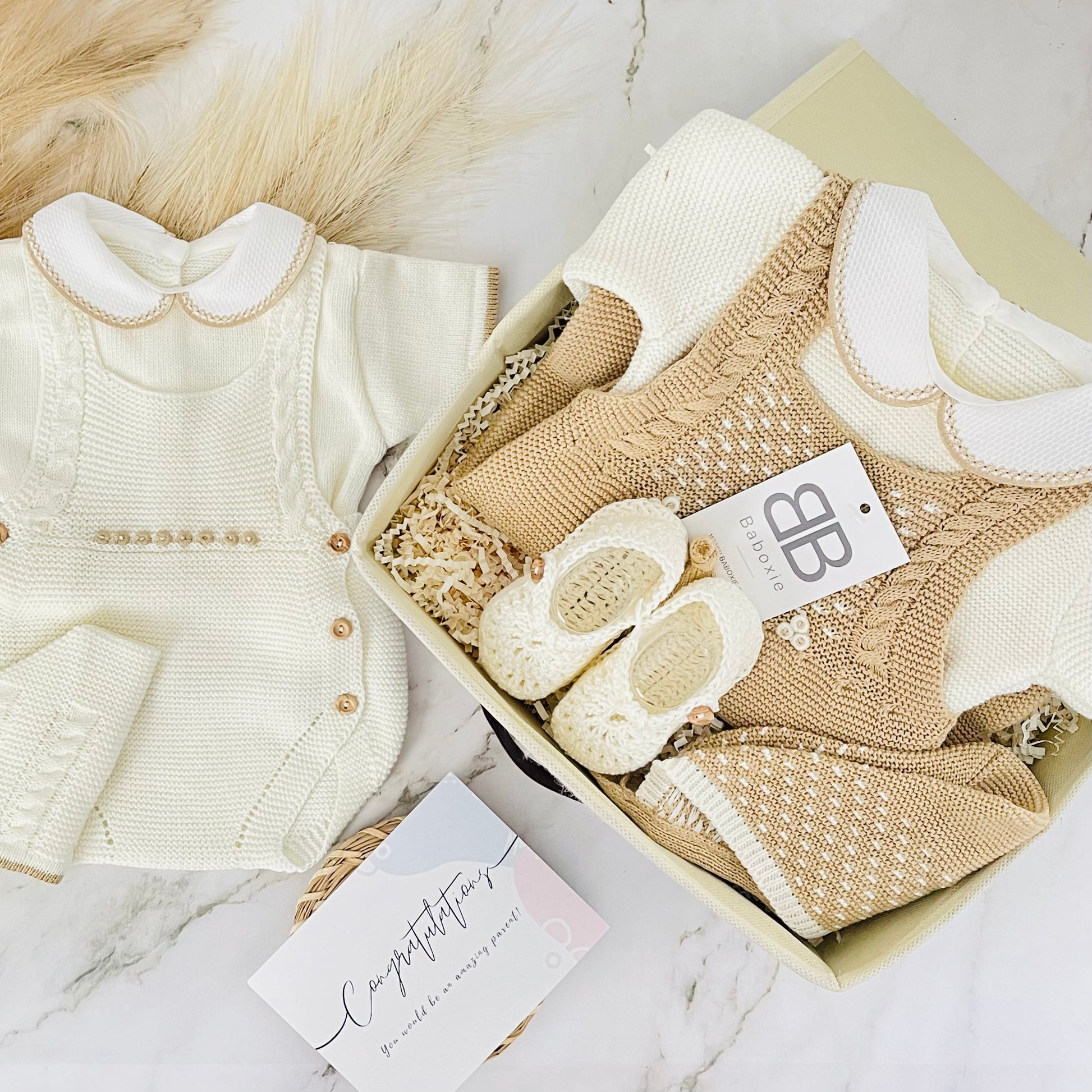 ATHENAS | Neutral Gender Baby Knitted Sets | Limited Edition Luxury box 2 set Baboxie 