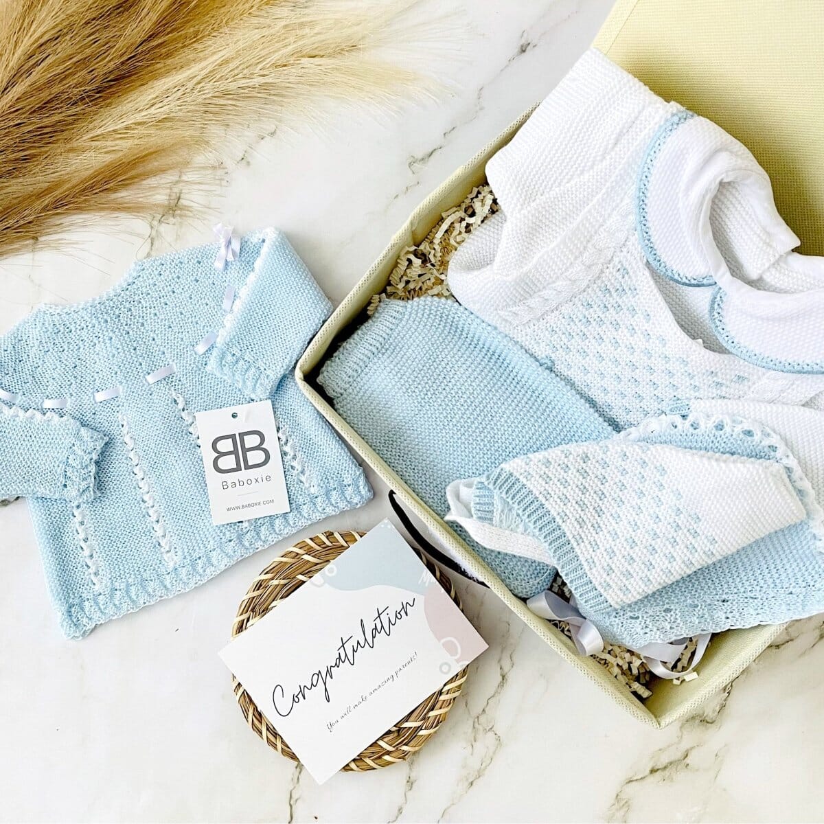 Baby Boy 2 Knitted Sets| VELLAGIO Luxury box 2 set Baboxie 