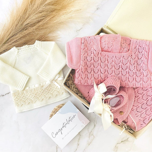 Baby Girl Knitted Set Luxury Box | DIANA ROSE Luxury box 2 set Baboxie 