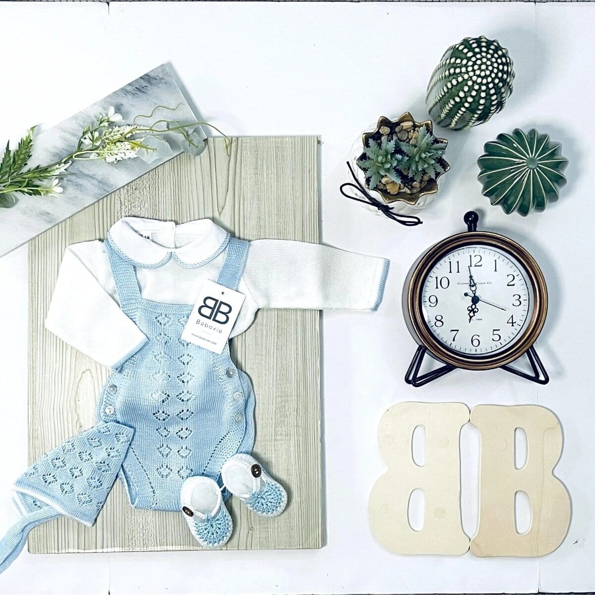 BLUE FROG | BB Knitted Short Romper Short Romper Baboxie Long Sleeve / 0-3 Month with shoes 