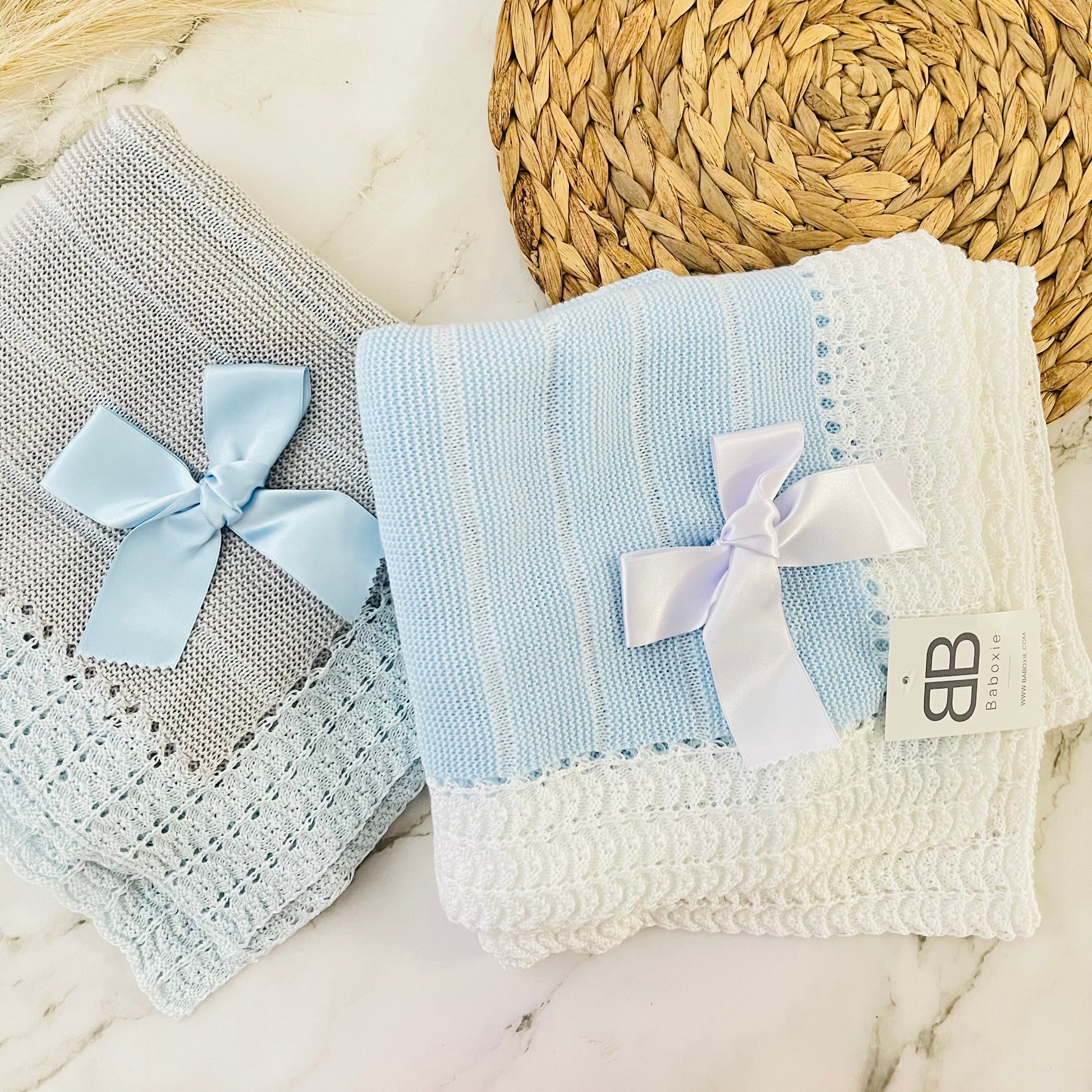 BELLE GRAY BLUE | BB Knitted Blanket Baboxie 