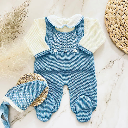 COBALTO JACQUARD | Baby Boy knitted Romper ROMPER Baboxie 