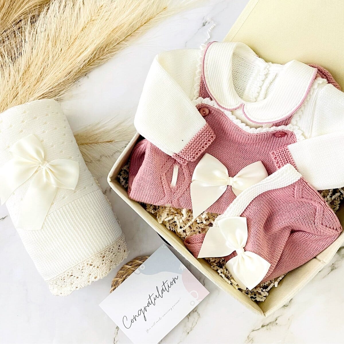 TIKI II Rose | Baby Girl Knitted Luxury Box | Limited Edition SET Baboxie 